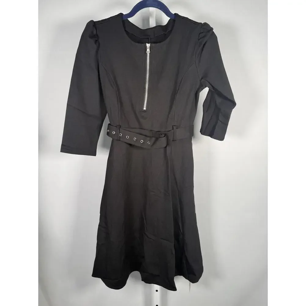 NWT Halara Round Neck Zipper Belted Pocket Midi Fit Work Dress - Size XL
